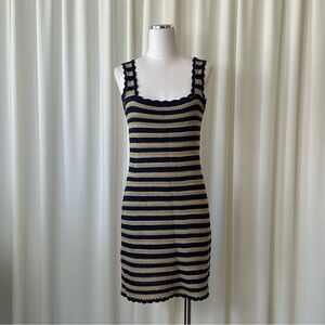 J.Crew Scallop-trim sweater-dress in stripe size Medium.